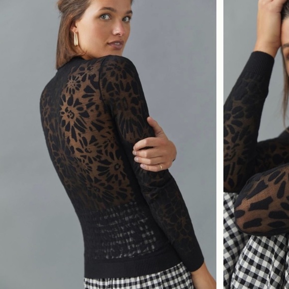 Anthropologie NWT Current Air Burnout Lace Top Size S. - Picture 2 of 8